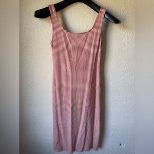 Striped Sleeveless Midi Dress - Pink and White